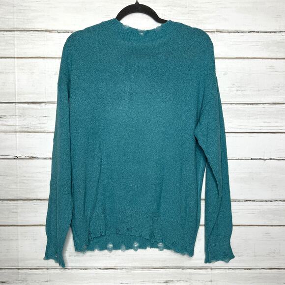 Easel Smiley Lightning Bolt Blue Sweater Women’s Small Lightweight Knit - Picture 2 of 10